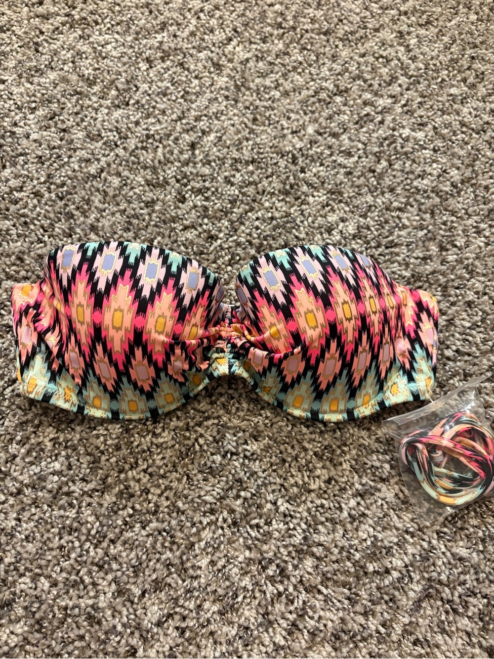 Victoria’s Secret Multicolor Patterned Bandeau Swim Top